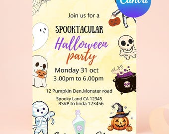 Editable Spooky Birthday Invitation Template Girl Halloween Birthday Invitation, Printable Halloween Tween Party Invite, Spooky Tween Invite