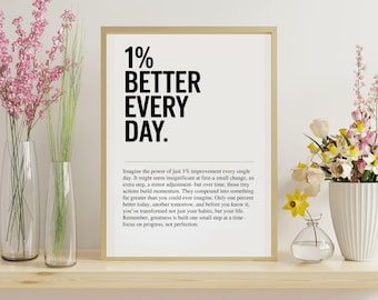Motivational Wall Art Print: 1% Better Every Day (Digital Download)