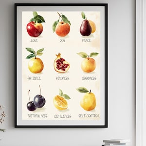 Fruit of the Spirit Wall Art, Scripture Wall Art Digital Download, Christian Home Decor, Vintage Scripture Print, Bible Verse Wall Art.