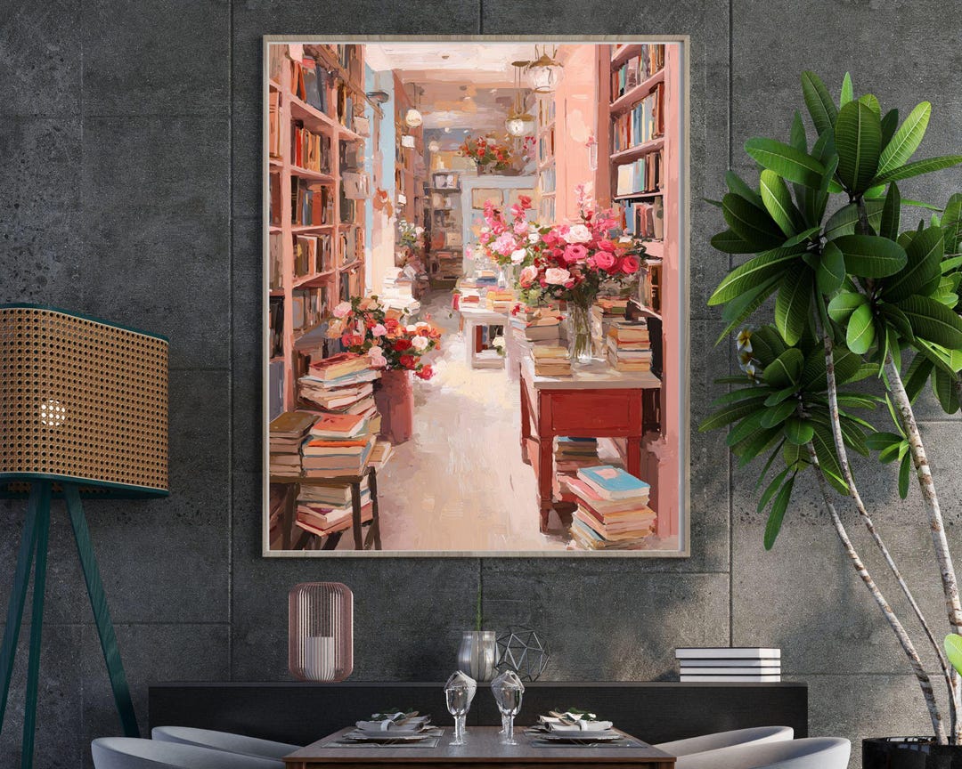 Soft Pink Library Art Print: Pastel Academia Decor (digital Download ...