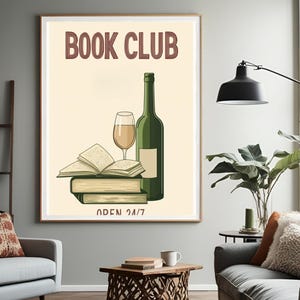 Book Club Print, Bookish Poster, Trendy Reading Poster, Book Lover Wall Art, Cute Book Printable, Gift For Reading Lover, Readers, Book ish.