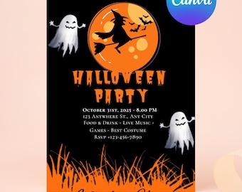 Editable Halloween Invitation, Costume Party Invite, Let's Get Spooky Halloween Template, Mummy Halloween Invite, Ghost Party Download