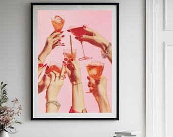 Retro Lipstick Print, Trendy Wall Art Poster, Pink Chic Fashion Icon Poster, Vintage Aesthetic Dorm Art | Instant Digital Download