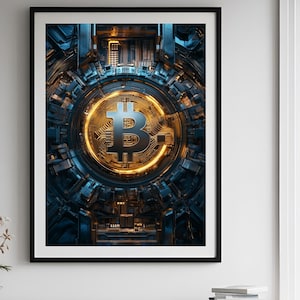 Bitcoin Poster, Crypto Wall Art, Gift for boyfriend, Bitcoin Print, Mens Gift, Pop Art, Contemporary Wall Decor, Home Office.