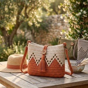 Minimal Boho Crossbody Bag Crochet Pattern PDF, Crochet Shoulder Bag Tutorial, Modern Handmade Purse, Easy DIY Bag, Digital Download.