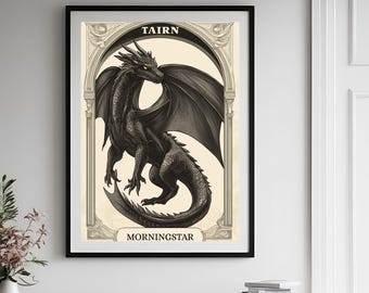 Póster digital de los dragones del cuarto ala de Tairn y Andarna / Arte del cuarto ala / Arte del cuarto ala / Dragones empíreos / Escuela de Guerra de Basgiath.