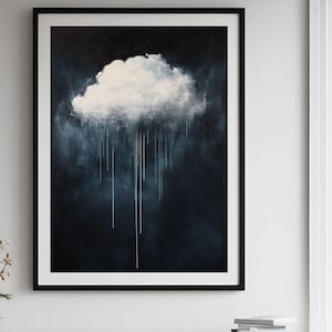 Cloud Printable Dark Academia Wall Art, Vintage Dark Cottagecore Prints, Moody Farmhouse Home Decor, Gothic Abstract Cloud Oil Painting.