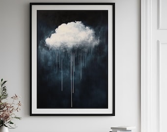 Cloud afdrukbare donkere academische muurkunst, vintage donkere cottagecore-prints, humeurig boerderijhuisdecor, gotisch abstract wolkolieverfschilderij.