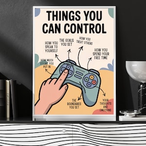 Things You Can Control Mental Health Poster, Therapy Office decor, Calm Corner, School Counselor Office Psychologist, Self Care CBT DBT ADHD