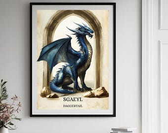 Póster digital de los dragones del cuarto ala de Tairn y Andarna / Arte del cuarto ala / Arte del cuarto ala / Dragones empíreos / Escuela de Guerra de Basgiath.