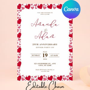 Custom 50th Anniversary Invitation, Greenery Wedding Anniversary Invite, Wedding Anniversary Invitation Printable, Editable Template,