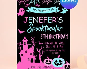 Editable Halloween Party Bash DIY Invitation Template, Printable Spooky Event Trick or Treat Party Invite, Instant Download Flyer