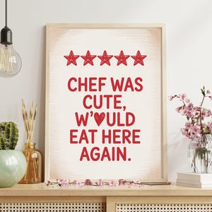 Chef was schattig print trendy keuken muur kunst chef quote poster moderne keuken decor girly appartement kunst digitale download.