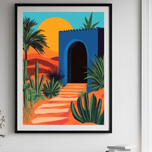 Jardin Majorelle Travel Poster - Morocco Wall Art Print, Illustration Poster, Home & Office decor, Gift idea, Travel print, Marrakesh print.