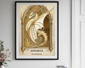 Póster digital de los dragones del cuarto ala de Tairn y Andarna / Arte del cuarto ala / Arte del cuarto ala / Dragones empíreos / Escuela de Guerra de Basgiath.