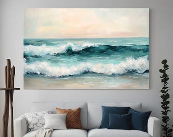 Blue Ocean Waves Photography Print, Coastal Wall Art (Digital Download)