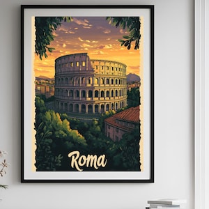 Rome Italy Wall Art, Rome Italy Print, Rome Watercolor Art, Rome Skyline Gift, Italy Travel Poster, Housewarming Gift.