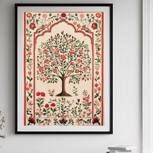 Tree of life Mughal Vintage Wall Art, Tree of Life, Floral Prints, Living Room Decor, Printable, Indian Vintage, Persian, Bohemian Wall Art.