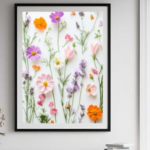 Dried flower pressed bouquet print, Printable wildflower botanical artwork, Downloadable boho floral wall art, Flower bouquet painting Art.