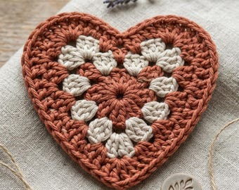 Crochet Granny Heart Coaster Pattern PDF, Heart Coaster Crochet, Granny Square Coaster Tutorial, Valentine Home Decor, Digital Download.