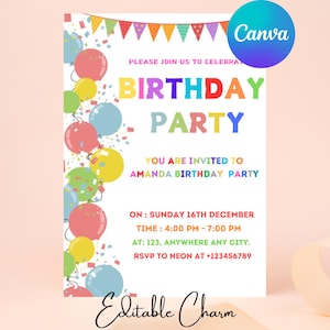 Inviti personalizzati per feste di compleanno Palloncino / Bambini / Ragazzi / Ragazze Ragazzi / Inviti / Inviti A5 / Inviti personalizzati