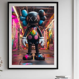 Póster de graffitis Kaws KAWS, arte de pared, póster minimalista imprimible con figura de Hypebeast Kaws, impresión de póster de Kaws, arte de pared de Kaws, descarga digital.