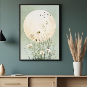 Japandi Neutral Scandinavian Wall Art, Wabi Sabi Spa Art Print, Minimalist Modern Japanese Digital Art Poster, Trendy Earthy Aesthetic.