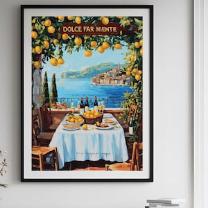 Italian Lover Quote Printable DIGITAL Art, Al Fresco Italy Food Kitchen Wall Art Painting, Italian Amalfi Home Decor Gift, Dolce Far Niente.