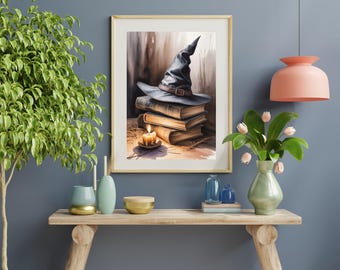 Halloween Printable Wall Art, Witchy Spells Print, Vintage Neutral Witch Wall Art, Witch Art Prints Digital Download Printable Halloween Art
