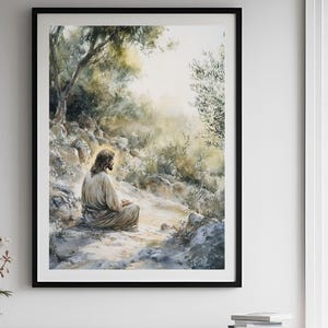 Garden of Gethsemane, Picture of Jesus Praying, Jesus Painting, Christian Printable Art, Bible Art, Jesus Print, Christian Art, Jesus Poster