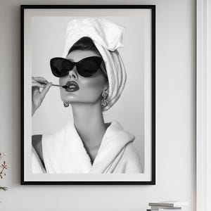 Audrey Hepburn Lipstick Wall Art, Black and White Print, Vintage Fashion Photo, Old Hollywood Art, Feminist Poster, Fashion Wall Decor.