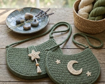 Crochet Mini Luna Bag Pattern PDF, Mini Crochet Purse Pattern, Small Shoulder Bag Tutorial, Cute Crossbody Bag, DIY Gift, Digital Download.