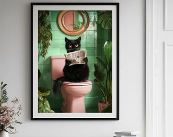 Lustiges Badezimmer Katzen Poster, Katzen Poster, Katzen Poster, lustiges Katzen Poster, Katzen Poster, Katzen Poster.