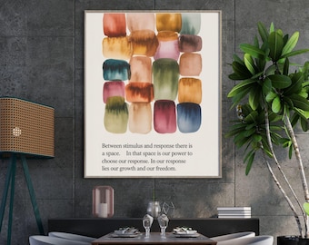 Psychology Viktor Frankl Quote Wall Art for Therapy Office Decor, Growth Mindset Poster for Apartment, Colorful Print, Digital Download