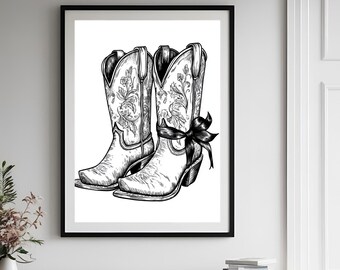 Cowgirl Gallery Wall Art, Trendy Western Print, Girly Country Poster, Coquette Dorm Decor, Apartment Aesthetic, Digital Download