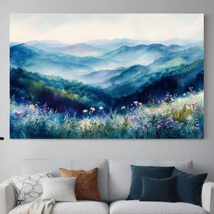Blue Ridge Mountains Painting Blue Ridge Parkway Watercolor Art Print North Carolina Landscape Wall Art Moutain Forest Artwork, wall art.