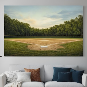 Baseball Field Print | Vintage Style Baseball Diamond | Minimalist Boys Room PRINTABLE Art | Baseball Lovers Gift | Office Decor