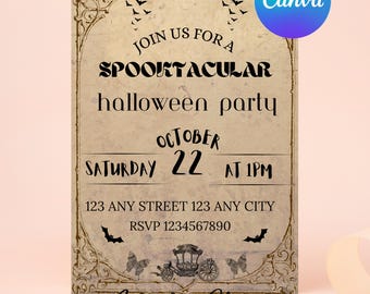 Editable Pumpkin Carving Party Invitation Template, Fall Kids Party Halloween Carving Invitation, Printable Halloween Party Halloween Invite