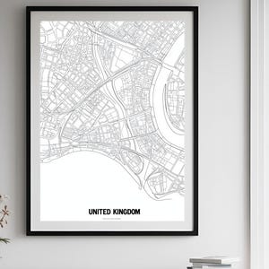 London Karte Druck, London City, Karte London Poster, Vereinigtes Königreich, Stadt Karte Druck, Schwarzweiß Karte, UK, England Druck.