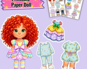 Printable Paper Doll with 13 Outfits – Dress Up Activity (Digital Download)
