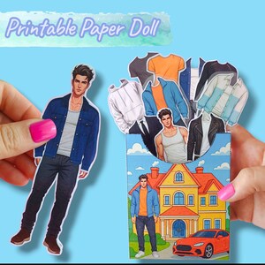 Printable Paper Doll – Boy Dress Up Doll with 10 Outfits | Kids Activity | Instant Download PDF