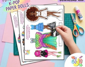 K-Pop Paper Doll | 12 Outfits Printable Activity (PDF)