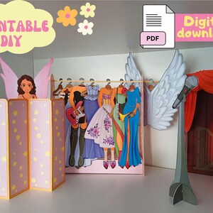 Printable Paper Doll Game Set - Musician Costumes and Accessories for Dress-Up - PDF Download