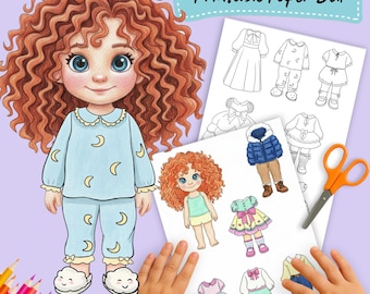 Printable Coloring Paper Doll Set for Kids | Dress Up Activity PDF | Instant Download Paper Doll Outfit Kit
