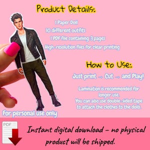 Printable Paper Doll – Boy Dress Up Doll with 10 Outfits | Kids Activity | Instant Download PDF