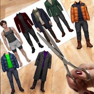 Male Paper Doll Printable | 15 Outfit Dress Up Game | Cut and Play Boy Doll | A4 PDF Digital Download