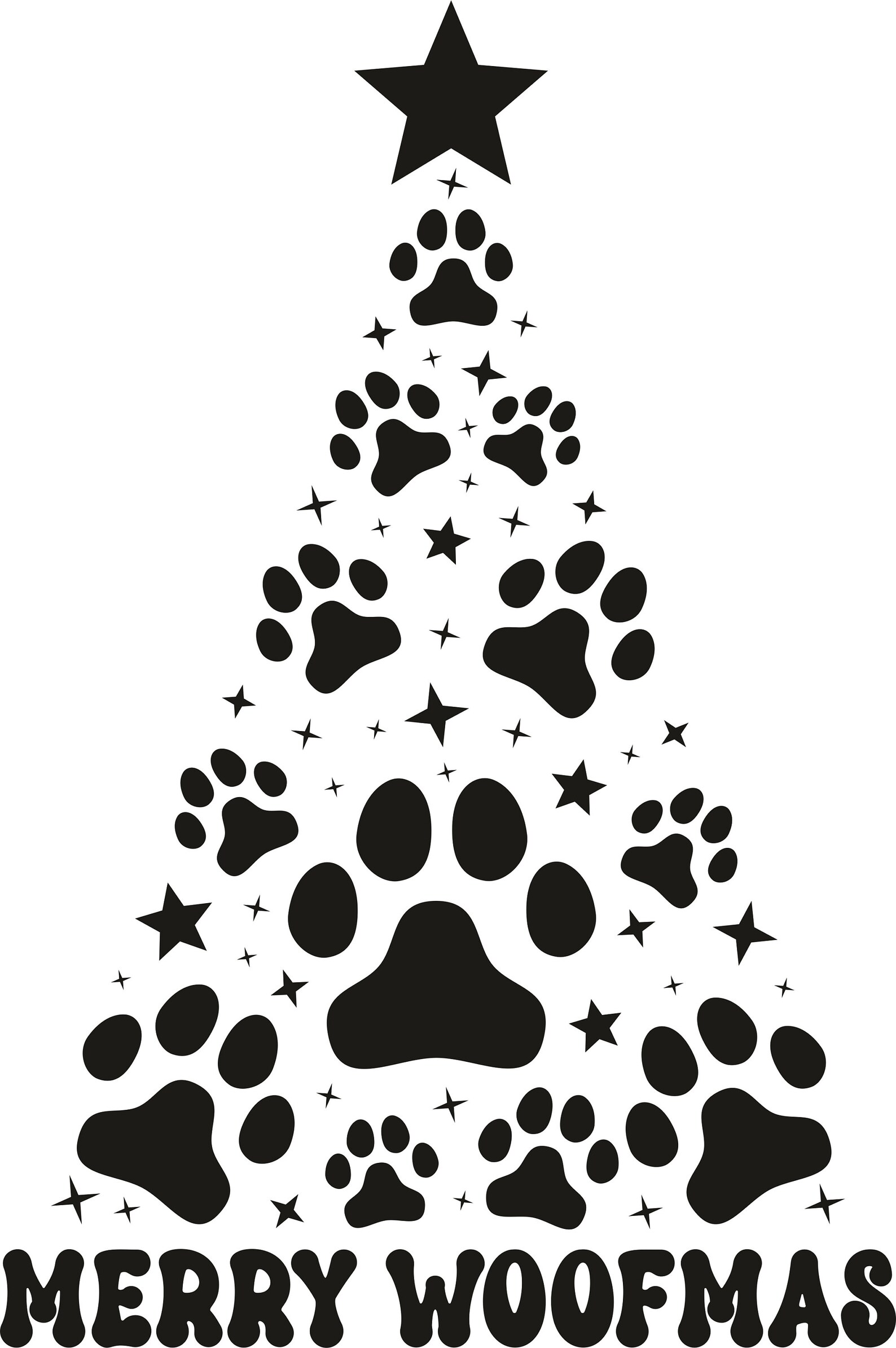 Paw Tree Svg, Christmas, Cricut, Silouhette, Be Real Svg, Merry