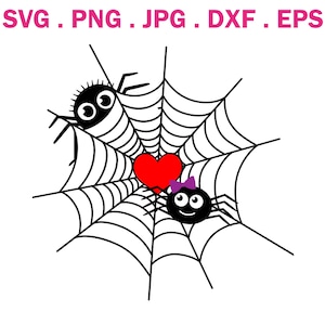 Heart Cobweb Spider SVG, Cobweb with Heart, Cut Files, Halloween Cobwebs SVG Vector Files, Spider SVG Vector, cute spider web svg,