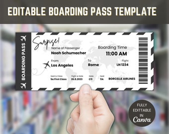 Modern Boarding Pass Airlines Ticket Template, Printable Airline Ticket ...