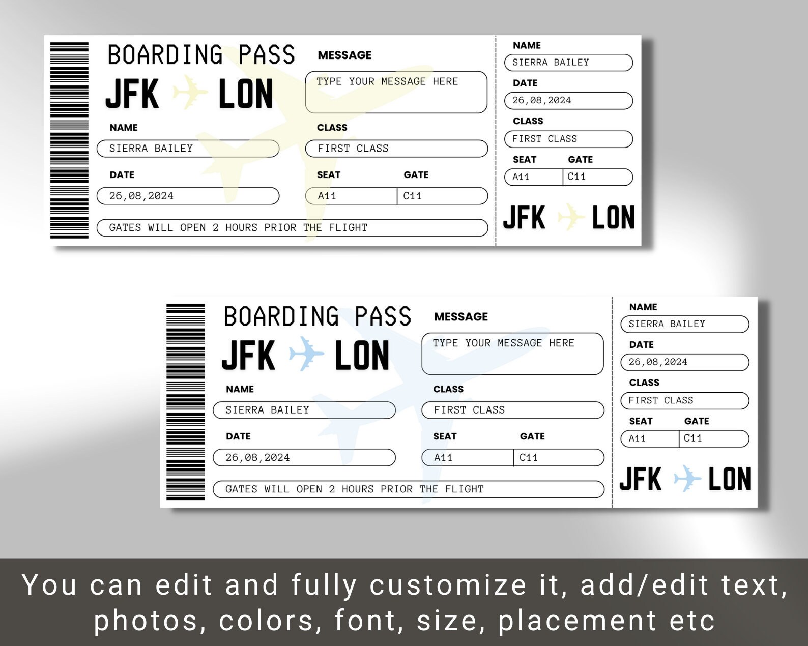 Boarding Pass Template, Editable Canva Boarding Ticket Template ...